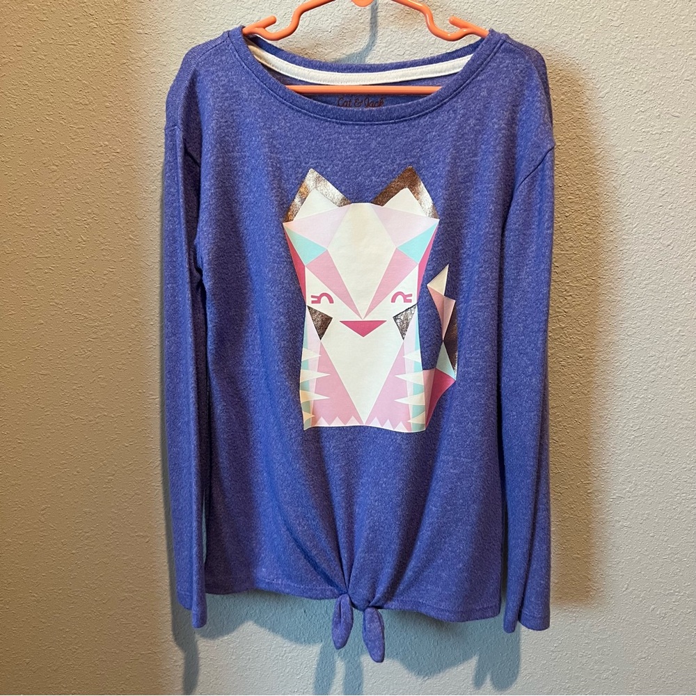 Cat & Jack size s (6/6x) purple long sleeve with fox graphic and gold detail